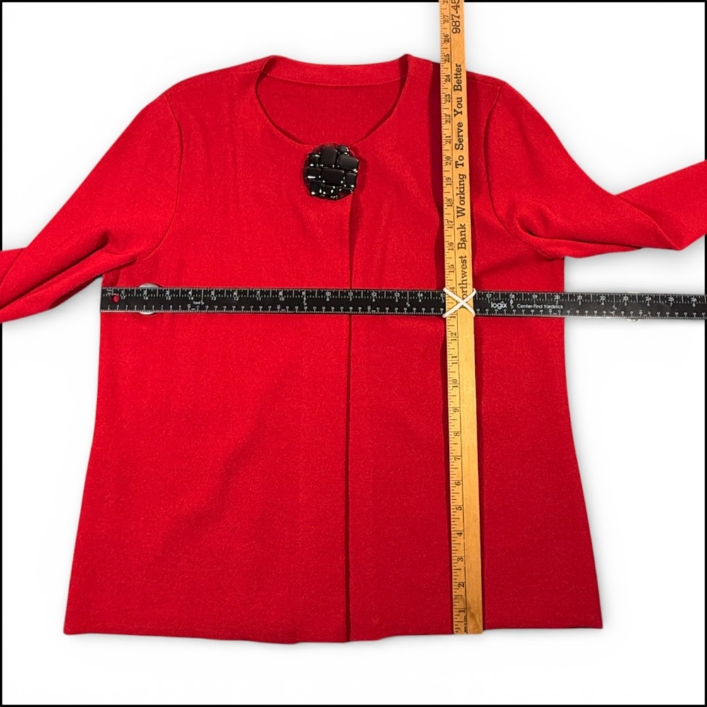 Red Draped Statement Jacket Sweater M Maximalist … - image 8